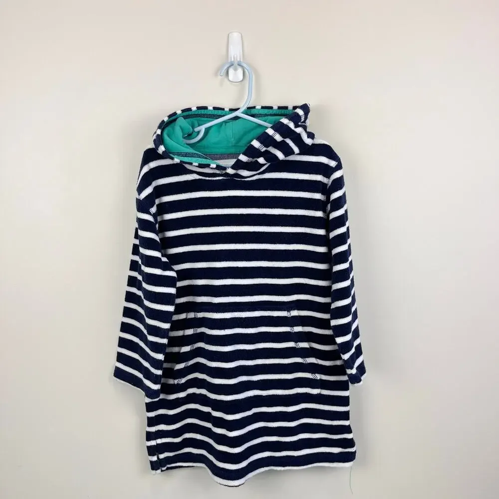 Mini Boden Navy & White Stripe Towelling Throw-On 5-6